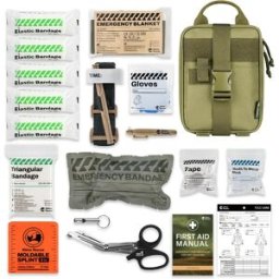 RHINO RESCUE Kit di sopravvivenza di primo soccorso Rhino Kit da campeggio fornito con custodia IFAK con 20 articoli EMT per emergenza all'aperto