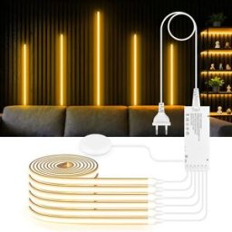 MALITAI Pannello da parete acustico incorporato Decor Kit nastro luminoso autoadesivo al neon COB LED Griglia di legno Lampada da parete per tende Touch Dimmer