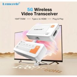 lemorele Trasmettitore e ricevitore wireless da tipo C a HDMI Ricetrasmettitore video 1080P Kit di estensione wireless da 50 m per ufficio/insegnamento