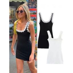 HH Abito estivo femminile sexy sottile 2 colori colletto quadrato solido senza maniche decorazione floreale senza schienale abiti alla moda da donna