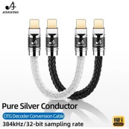 ATAUDIO Cavo Audio HiFi Type C a Type C di Alta Qualità, Cavo Decoder OTG in Argento Puro per Telefono