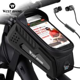 West Biking Borsa da bicicletta impermeabile Borsa da ciclismo per tubo superiore Borsa da telaio anteriore Custodia per telefono da 7,4 pollici Touch Screen Borsa da bici da strada MTB