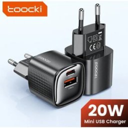 toocki Caricabatterie Mini USB 20W GaN a Doppia Porta, Ricarica Rapida PD Tipo C per iPhone 17 16 15 14 Pro Max Samsung S23 S24
