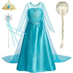 TPMG Abito Elsa di Halloween per ragazze Costume da principessa per feste per bambini Travestimento per bambini con mantello lungo Abiti di carnevale per ragazza regina delle nevi