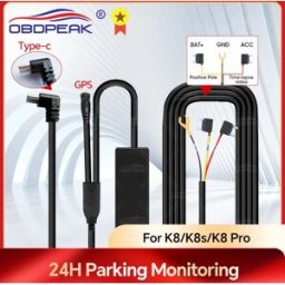 OBDPEAK Hardwire Kit Per K8/K8s/K8 Pro Tipo-C Interfaccia Dash cam Cavo di Sorveglianza di Parcheggio Con Porta GPS 24H Monitor di Parcheggio