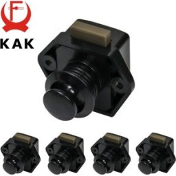 KAK 5 pezzi Camper Car Push Button Lock Nero Manopole per armadio da cucina Keyless Drawer Lock Latch 20mm Foro tagliato Blocco mobili Hardware