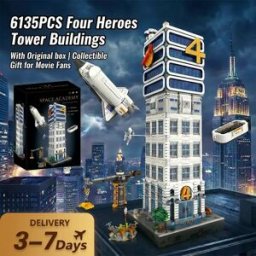 barweer Set di Blocchi da Costruzione Torre dei Quattro Eroi, Kit Modello Architettonico Modulare, Decorazione Creativa, Regalo per Adulti, 6135 Pezzi