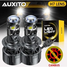 AUXITO 2 Pezzi Proiettore H7 LED Canbus Faro con Lente per VW Volvo Ford 12V Kit Faretto Turbo Super Luminoso Bianco 25000LM 90W