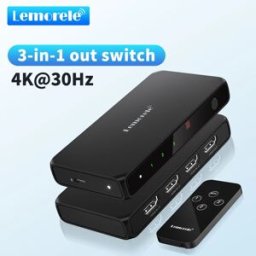 lemorele Switch HDMI 3 IN 1 OUT 4K con Estrattore Audio e Telecomando IR HDR HDCP2.3 per Xbox PS4 PC TV Plug and Play