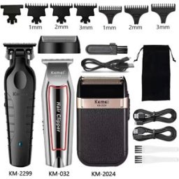 Kemei Kit tagliacapelli Rasoio elettrico da uomo Tagliacapelli Macchina professionale per tagliare i capelli Km-2299 Km-032 Km-2024