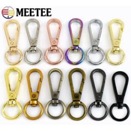 Meetee Moschettone in metallo da 13 mm 10-30P per cinturino borsa, chiusura girevole, piccolo moschettone a molla, gancio a scatto per portachiavi, accessori hardware per fettucce