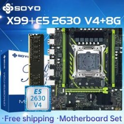 Soyo Set scheda madre X99 con CPU LGA2011-3 Xeon E5 2630 V4 DDR4 8GB (1*8GB) 2133MHz RAM NVME M.2 SATA Accessori per computer