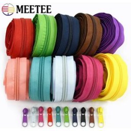Meetee 5/10/20M 3 # 5 # Cerniere da cucire con cursori, nastro in nylon arcobaleno al metro, chiusure per borse, cerniere decorative per abbigliamento, kit di riparazione cerniere