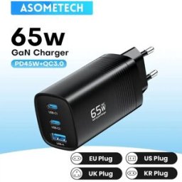 ASOMETECH Caricatore GaN USB tipo C 65W 45W PPS PD QC4.0 Caricatore rapido per MacBook Laptop IPAD Tablet iPhone 14 Samsung S23 Ultra