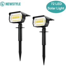 newstyle Faretti solari paesaggistici a 72/68 LED Luci da esterno 2 in 1 Lampada da parete per esterni ad energia solare da giardino 3 modalità Porta d'ingresso Cortile
