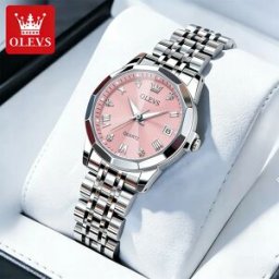 OLEVS Orologi da donna Elegante cinturino in acciaio inossidabile di lusso Orologio da polso al quarzo originale per uomo Abito di tendenza con data luminosa impermeabile