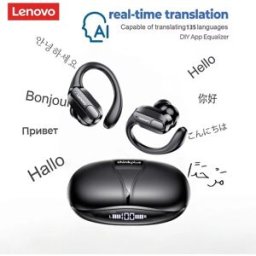 Lenovo XT80 Auricolari wireless sportivi con microfoni, controllo pulsanti, display di alimentazione a LED, cuffie traduttore AI con APP audio stereo Hi-Fi