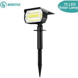 newstyle Faretti solari a 72 LED Paesaggio esterno Impermeabile 108/136 LED Lampada da parete ad energia solare Accensione/spegnimento automatico per percorso da giardino