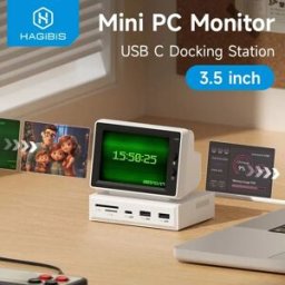 Hagibis Mini schermo IPS da 3,5 pollici AIDA64 Mini PC CPU RAM HDD Monitor dati Display sottopiede con hub USB C per PC portatile MacBook