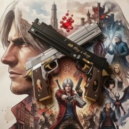 Bandai Pistola Dante in PU da 15 Pollici, Devil May Cry 4, Accessorio Cosplay Anime, Replica in Ebano e Avorio, Arma DMC a Grandezza Naturale, Oggetto da Collezione, Regalo