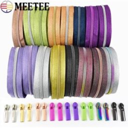 Meetee 3/5/10M 5 # Nastro per cerniere in nylon con cursori per cerniere a spirale per borse, decorazioni, kit di riparazione cerniere, accessorio per cucito fai da te