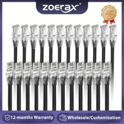 ZoeRax RJ45 CAT6A CAT6 Cavo patch Ethernet 0,5/1/2FT (24 pezzi) Cavo Lan POE 10G 550MHZ 28AWG per pannello patch/PC/TV/tablet/router