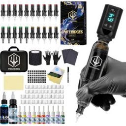 Poseidon Kit per tatuaggi V5 Kit per tatuaggi leggero per trucco permanente Kit per macchina per tatuaggi senza fili Kit per tatuaggi con pistola per tatuaggi nera
