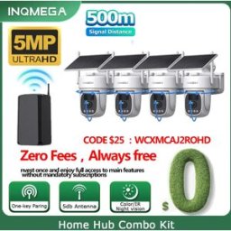 INQMEGA Kit Telecamera Solare WiFi 5MP per Esterni, Set di Telecamere di Sicurezza Wireless con Allarme Sirena, Rilevamento Umanoide e Audio Bidirezionale