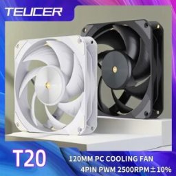 TEUCER Ventola silenziosa PWM a 4 pin T20 da 120 mm, ventole di raffreddamento a basso rumore ad alte prestazioni da 2500 giri/min per CPU/PC da gioco e radiatore di raffreddamento ad acqua