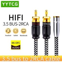 YYTCG Hifi RCA Cable 2 RCA maschio a 3.5mm femmina Jack Adapter Audio Aux Cable per iPhone Edifer Home Theater DVD VCD cuffie