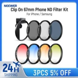 NEEWER Clip On 67mm Kit filtro ND per telefono Set di filtri colorati con clip per obiettivo aggiornato per iPhone 15 Pro Max 14 13 Samsung S22 S23