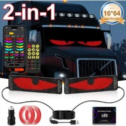 NONE 2 pezzi schermo rigido 2 in 1 16x64 pannello pixel a matrice LED Devil's Eye con display LED programmabile con telecomando APP per camion auto