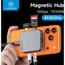 Hagibis Hub USB C magnetico Tipo-C Adattatore multiporta Docking station 4K HDMI 100W PD per MacBook iPhone 17/16 Pro Thunderbolt 4