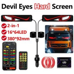 NONE Pannello pixel a matrice LED con schermo rigido Devil's Eye da 2 pezzi con telecomando APP Display LED programmabile 2 in 1 fai-da-te per camion auto