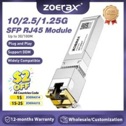 ZoeRax Modulo ricetrasmettitore Ethernet 10/2.5/1.25G SFP+ a RJ45 in rame, compatibile con switch Ethernet Cisco/Mikrotik