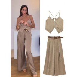 HH Top sexy estivo femminile con scollo a V marrone chiaro senza maniche ricamo con lacci decorazione top corti moda donna