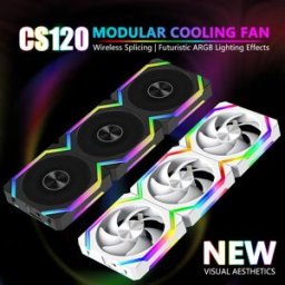 Jumpeak CS120 ARGB Ventola di raffreddamento 360mm Modulare impilabile Giunzione PWM Silenzioso 120mm RGB Ventole Kit per Gaming PC Case Water Cooler