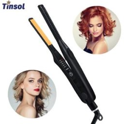 Tinsol Piastra per capelli professionale 2 in 1 e ferro arricciacapelli Mini piastra in ceramica con temperatura regolabile