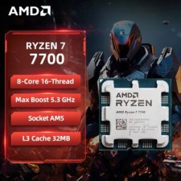 AMD Processore Desktop Ryzen 7 7700 R7 7700 CPU 8-Core 16-Thread 5.3GHz Sbloccato Socket AM5 per Gaming Senza Confezione