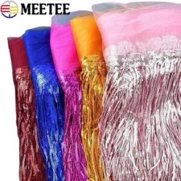 Meetee 1-10 Metri 18 centimetri Paillettes Frange Trim Nappa Glitter Frange di Pizzo per Abiti Da Ballo Abiti Decorativi Accessori Per Cucire FAI DA TE