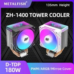 METALFISH ZH1400 CPU Cooler 4 HeatPipes 4PIN PWM Ventola ARGB silenziosa per Intel 1700 1200 115X 1366 2011 AM5 AM4 AM3 x99 x79