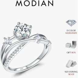 MODIAN 1CT VVS1 Clarity Moissanite Anello abbagliante 925 Sterling Silver e Linee multistrato Anelli per le donne Gioielli da sposa Regali