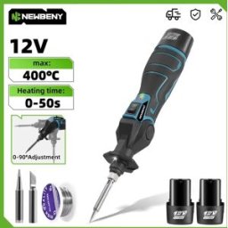NewBeny 30W Saldatore elettrico Pistola Saldatore Pistola ad aria calda Saldatrice per riscaldamento 0-400 ℃ Temperatura regolabile per batteria da 12 V
