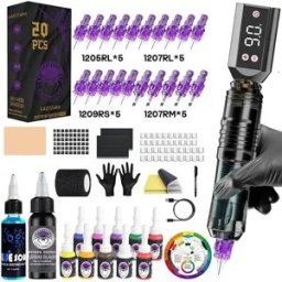 Poseidon Kit per tatuaggi LASTJUDG HM155-1 Kit per tatuaggi con penna per trucco permanente Kit per macchina per tatuaggi Kit per tatuaggi con alimentatore wireless