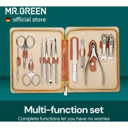 MR.GREEN Set manicure 12 in 1 Kit completo di funzioni Set professionali per pedicure in acciaio inossidabile con custodia portatile in pelle Idea regalo