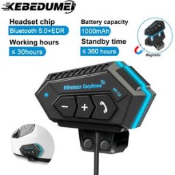 kebidumei BT12 Auricolare per casco da moto Kit di chiamata in vivavoce wireless Bluetooth Altoparlante impermeabile stereo anti-interferenza Auricolare da moto