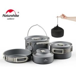 Naturehike Kit di pentole da campeggio Padella da esterno Bollitore portatile Stoviglie da picnic pieghevoli Utensili da cucina Utensili da cucina