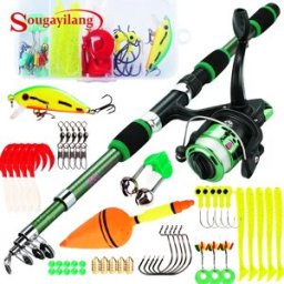 Sougayilang Set Canna da Pesca Telescopica 1,8M e Mulinello 5.2:1 con 3BB, Frizione Massima 5kg, Kit Completo per la Pesca