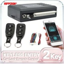 hippcron Kit Centrale di Chiusura Remota per Auto 12V, Sistema di Blocco Porte Senza Chiave, Sistema di Allarme Auto con 2 Telecomandi e Controllo APP