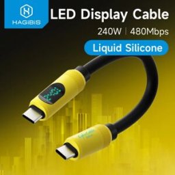 Hagibis Cavo USB C corto con display a LED Cavo di ricarica rapido tipo C da 0,25 m Cavo di ricarica PD 240 W per iPhone 17 Pro MacBook Pixel
